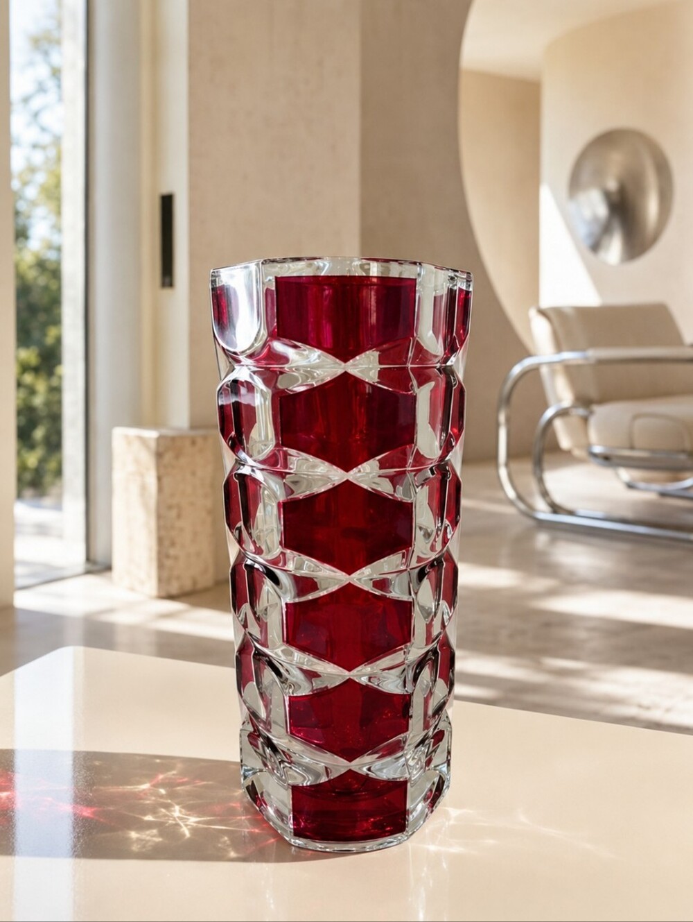 Vintage Luminarc Windsor Rubis Vase J.G. Durand France 1970s Ruby Glass